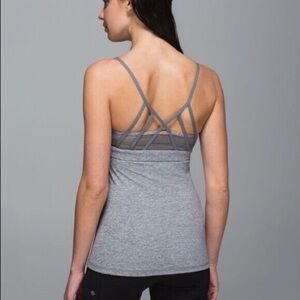 Lululemon Just‎ Breathe Tank Grey Women's Top Built in Bra Yoga Run